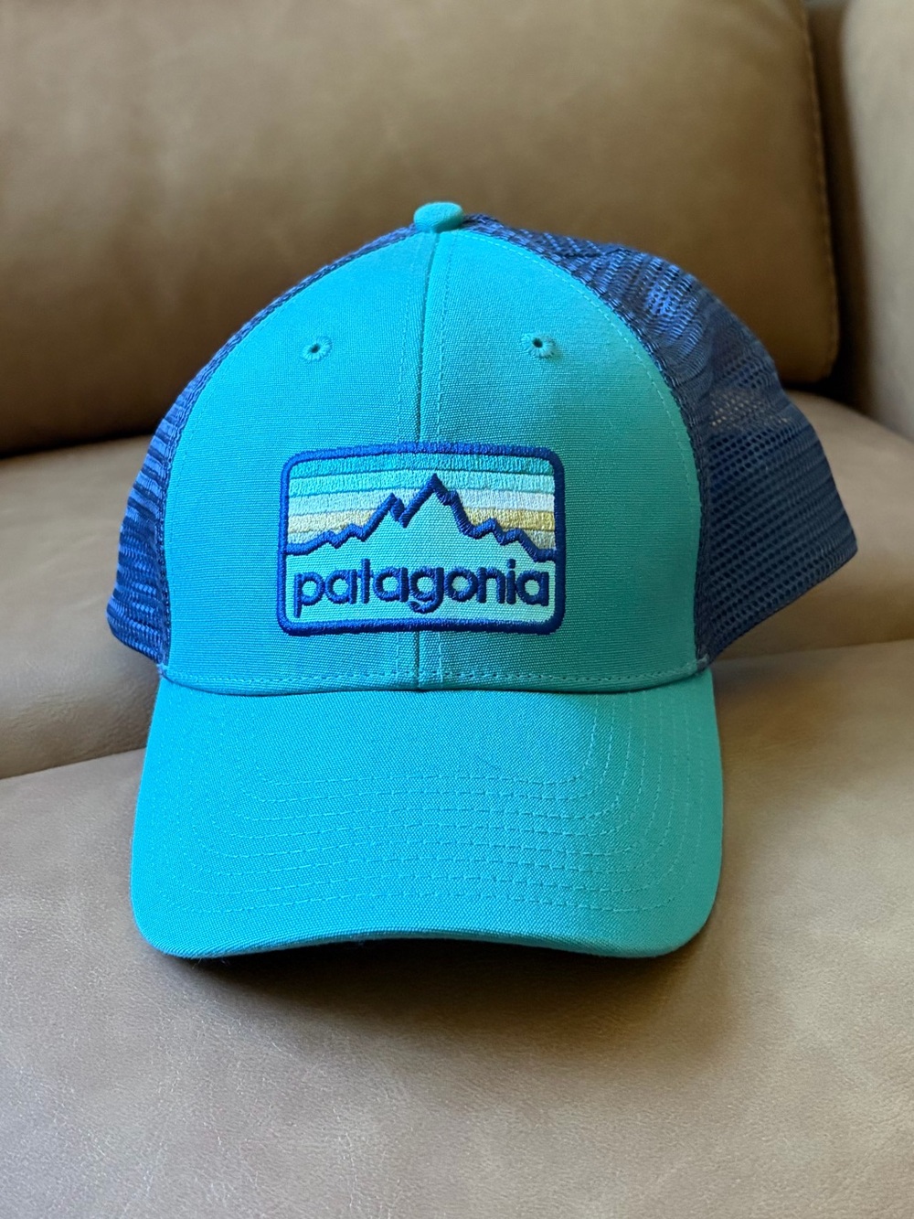 Patagonia Teal Front with Navy Mesh Trucker Hat
